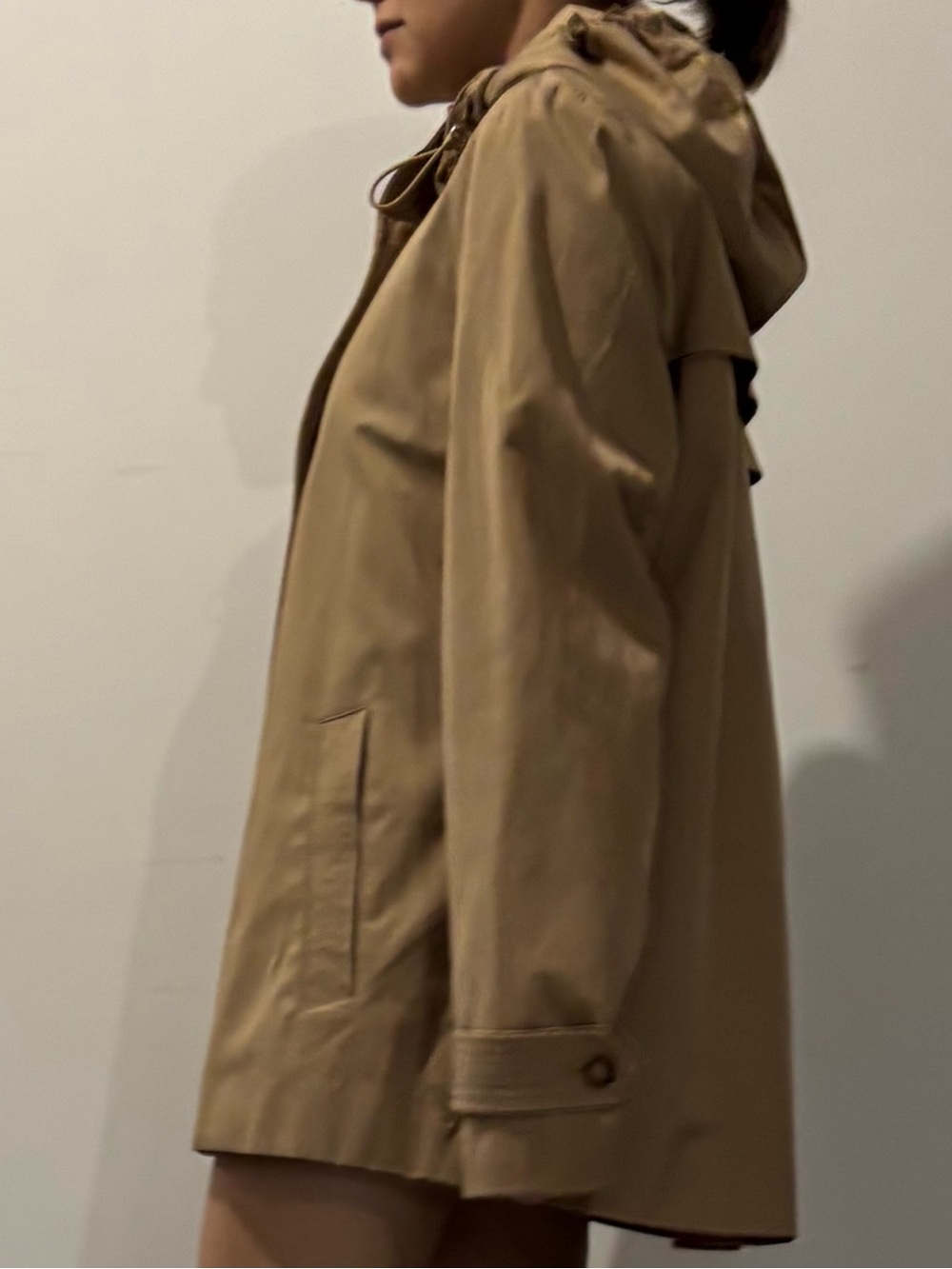Calvin Klein Hooded Trench Coat in Camel Tan